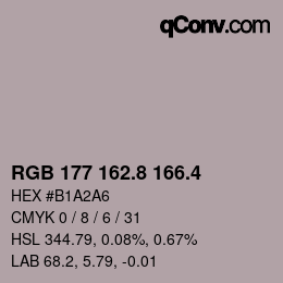 カラーコード: RGB 177 162.8 166.4 | qconv.com