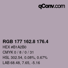 カラーコード: RGB 177 162.8 176.4 | qconv.com