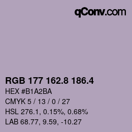 カラーコード: RGB 177 162.8 186.4 | qconv.com
