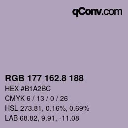 カラーコード: RGB 177 162.8 188 | qconv.com