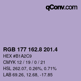 カラーコード: RGB 177 162.8 201.4 | qconv.com