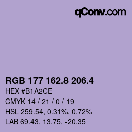カラーコード: RGB 177 162.8 206.4 | qconv.com