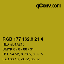 カラーコード: RGB 177 162.8 21.4 | qconv.com