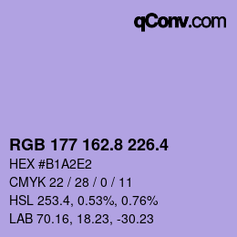カラーコード: RGB 177 162.8 226.4 | qconv.com