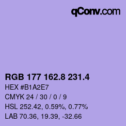 カラーコード: RGB 177 162.8 231.4 | qconv.com