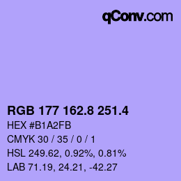 カラーコード: RGB 177 162.8 251.4 | qconv.com