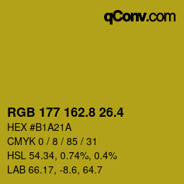 カラーコード: RGB 177 162.8 26.4 | qconv.com