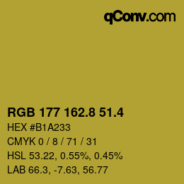 カラーコード: RGB 177 162.8 51.4 | qconv.com