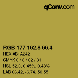 カラーコード: RGB 177 162.8 66.4 | qconv.com