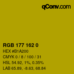 Color code: RGB 177 162 0 | qconv.com