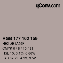 Color code: RGB 177 162 159 | qconv.com