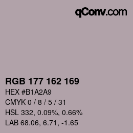 カラーコード: RGB 177 162 169 | qconv.com