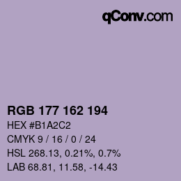 Color code: RGB 177 162 194 | qconv.com