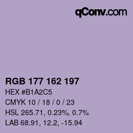 Color code: RGB 177 162 197 | qconv.com