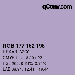 Color code: RGB 177 162 198 | qconv.com