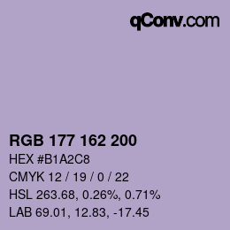 Color code: RGB 177 162 200 | qconv.com