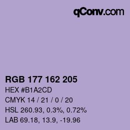 Color code: RGB 177 162 205 | qconv.com