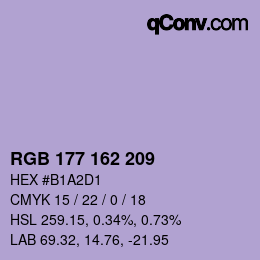 Color code: RGB 177 162 209 | qconv.com