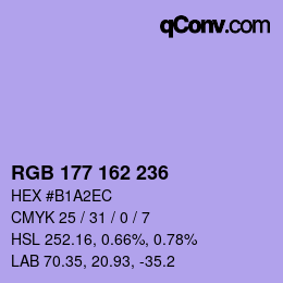 Color code: RGB 177 162 236 | qconv.com