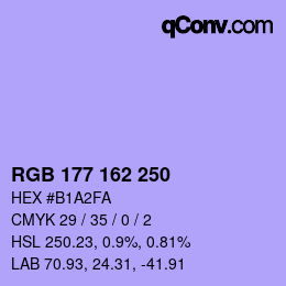 カラーコード: RGB 177 162 250 | qconv.com