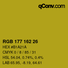 Color code: RGB 177 162 26 | qconv.com