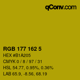 Color code: RGB 177 162 5 | qconv.com