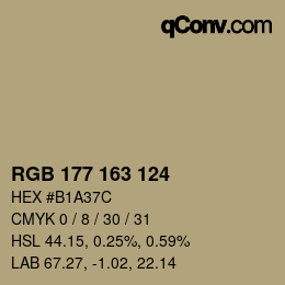 Farbcode: RGB 177 163 124 | qconv.com