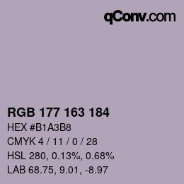 Color code: RGB 177 163 184 | qconv.com