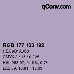 Color code: RGB 177 163 192 | qconv.com