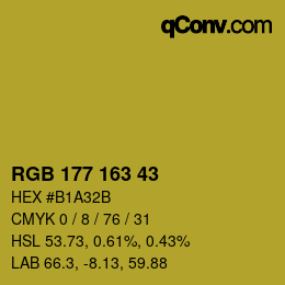 颜色代码: RGB 177 163 43 | qconv.com