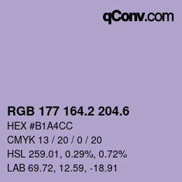 カラーコード: RGB 177 164.2 204.6 | qconv.com