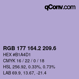 カラーコード: RGB 177 164.2 209.6 | qconv.com