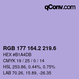 カラーコード: RGB 177 164.2 219.6 | qconv.com