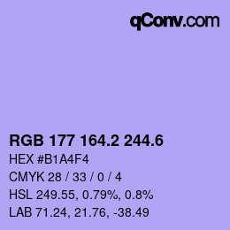 カラーコード: RGB 177 164.2 244.6 | qconv.com