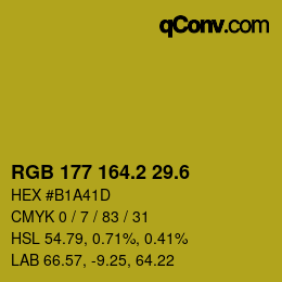 カラーコード: RGB 177 164.2 29.6 | qconv.com