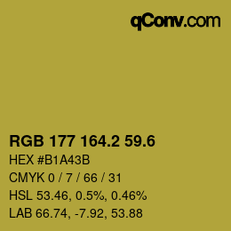 カラーコード: RGB 177 164.2 59.6 | qconv.com