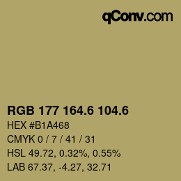 カラーコード: RGB 177 164.6 104.6 | qconv.com