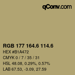 カラーコード: RGB 177 164.6 114.6 | qconv.com