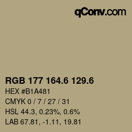 カラーコード: RGB 177 164.6 129.6 | qconv.com