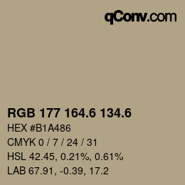 カラーコード: RGB 177 164.6 134.6 | qconv.com