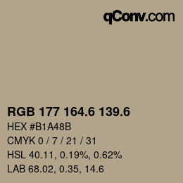 カラーコード: RGB 177 164.6 139.6 | qconv.com