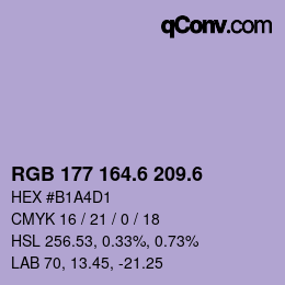 カラーコード: RGB 177 164.6 209.6 | qconv.com