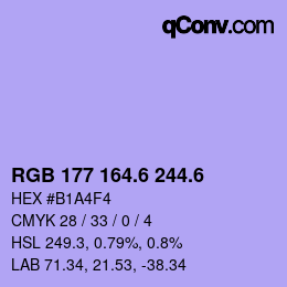カラーコード: RGB 177 164.6 244.6 | qconv.com