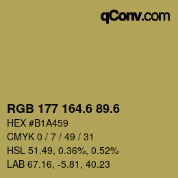カラーコード: RGB 177 164.6 89.6 | qconv.com