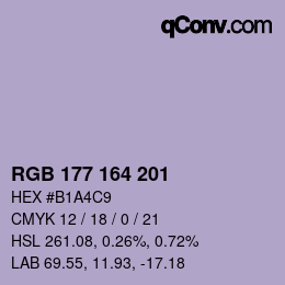 颜色代码: RGB 177 164 201 | qconv.com