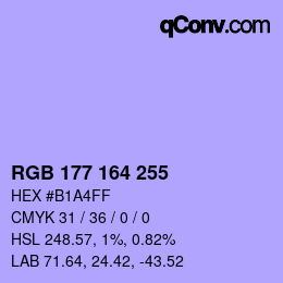 カラーコード: RGB 177 164 255 | qconv.com