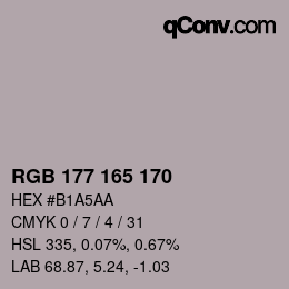 Color code: RGB 177 165 170 | qconv.com