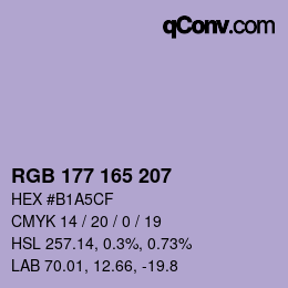 颜色代码: RGB 177 165 207 | qconv.com