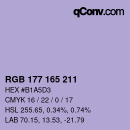 Color code: RGB 177 165 211 | qconv.com