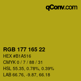 颜色代码: RGB 177 165 22 | qconv.com